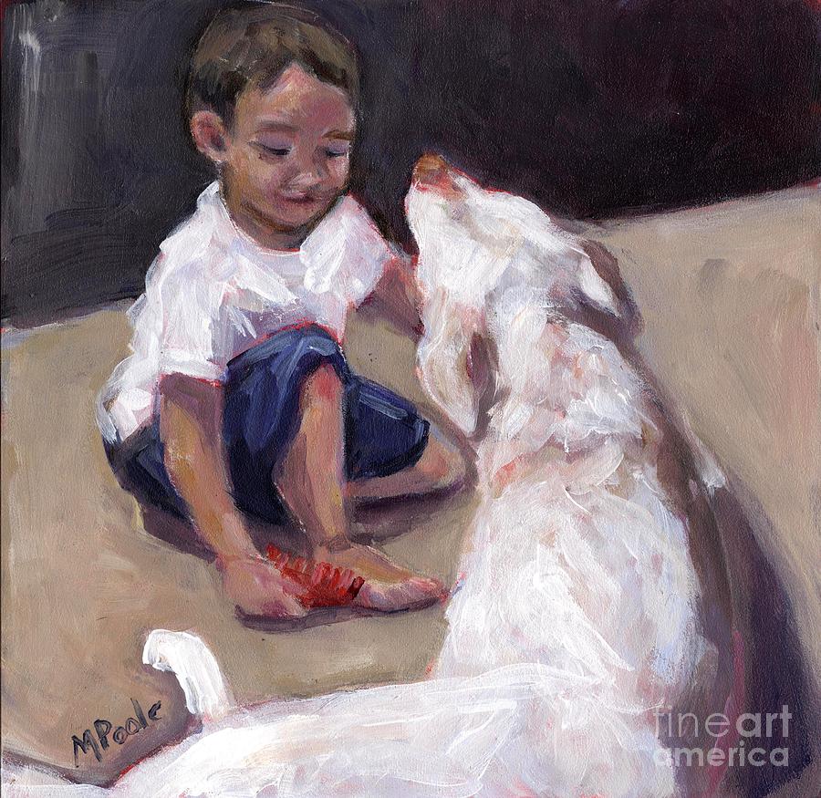 Boy And His Dog Painting - Zoom Groom by Molly Poole
