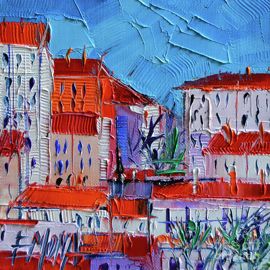 Zoom on Croix-Rousse - Lyon France - Palette Knife Oil Painting by Mona Edulesco Painting by Mona Edulesco