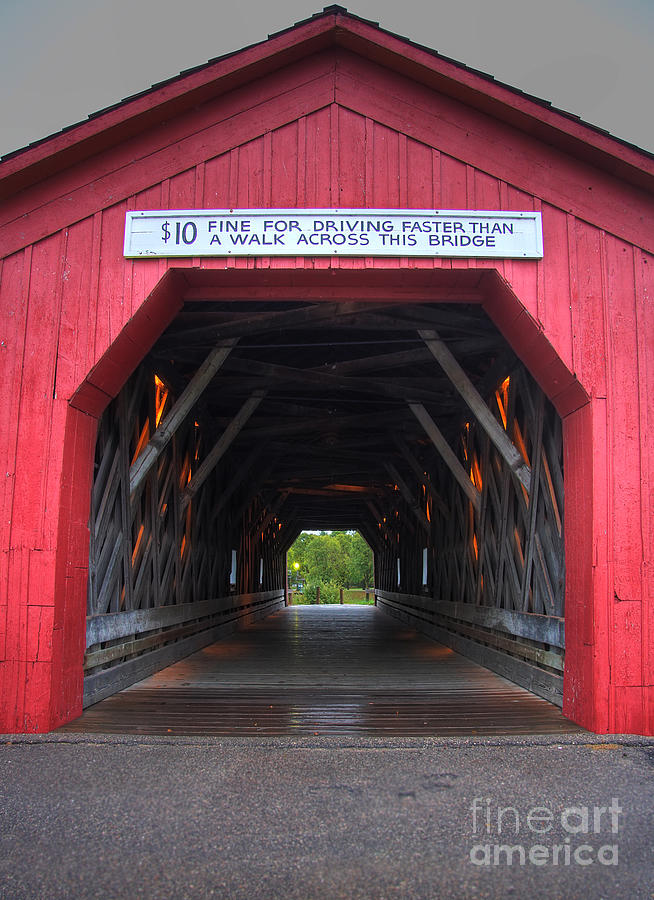 Architecture Photograph - Zumbrota Minnesota Historic Covered Bridge 1 by Wayne Moran