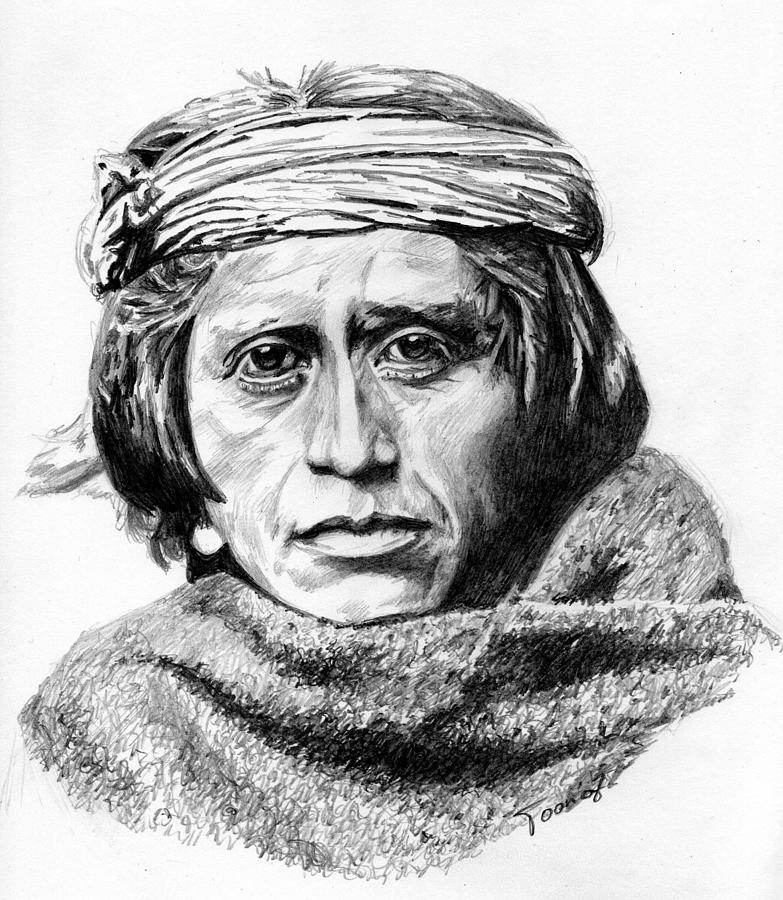 Portrait Drawing - Zuni man by Toon De Zwart