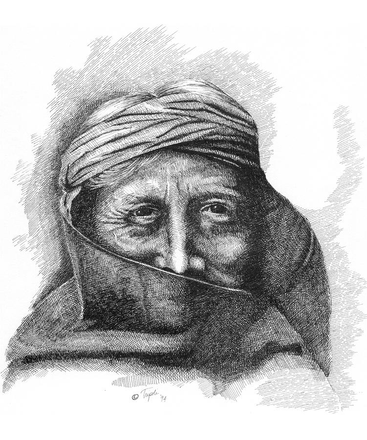 Zuni Priest Drawing by Lawrence Tripoli