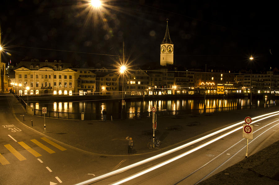Zurich at Night Photograph by Erik Burg