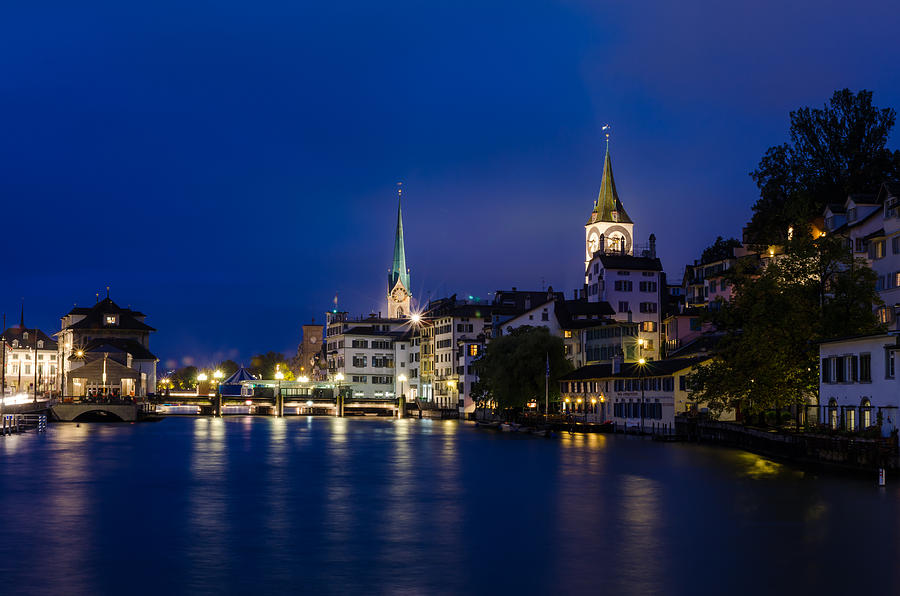 Landscape Photograph - Zurich Blue Hour by Ingo Scholtes
