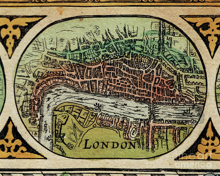 “ Representation Of The City Of London ” Detail Of A World Map In “ The Theatre Of The World ” By Willem Janszoon Blaeu Painting by Willem Blaeu