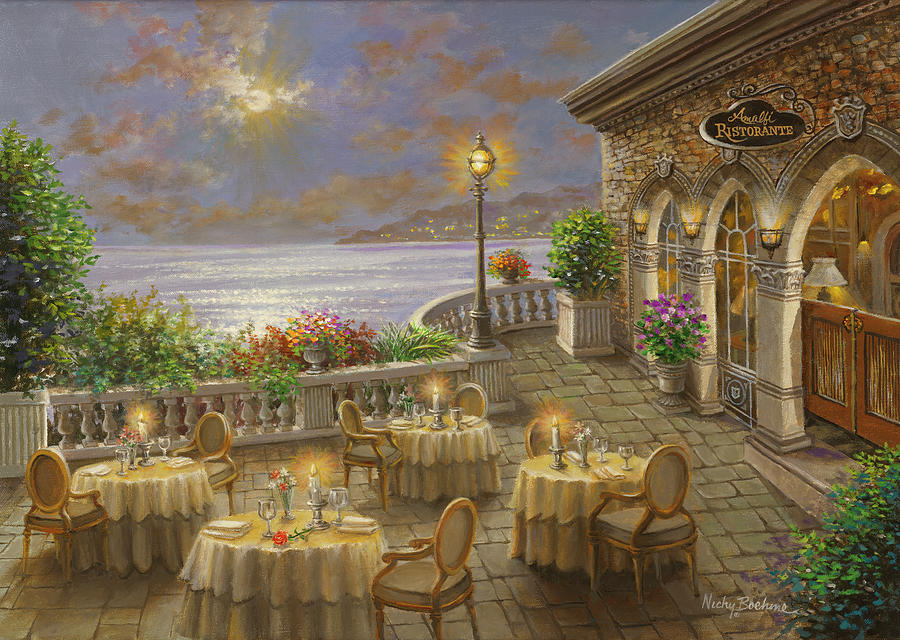 Cafe Painting - ? Romantic Dinning Invitation by Nicky Boehme
