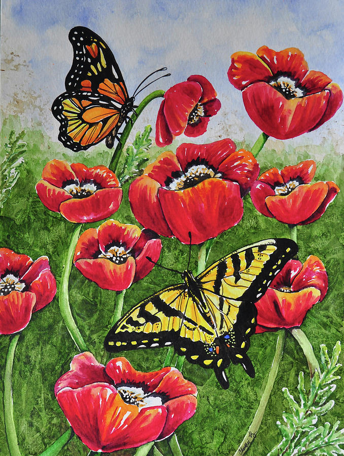 Animal Painting - 007 Monarch And Swallowtail by Charlsie Kelly