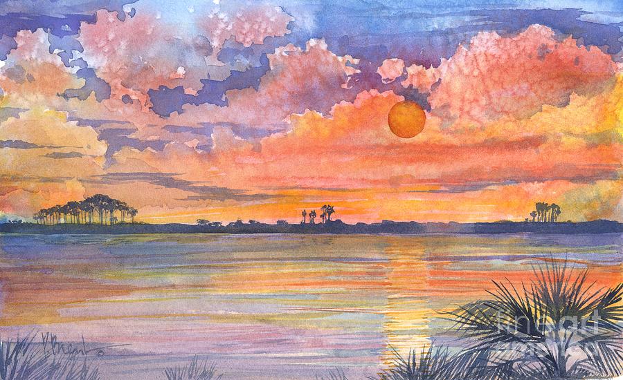 Palm Tree Painting - 05131 - Tyndall Sunset by Paul Brent