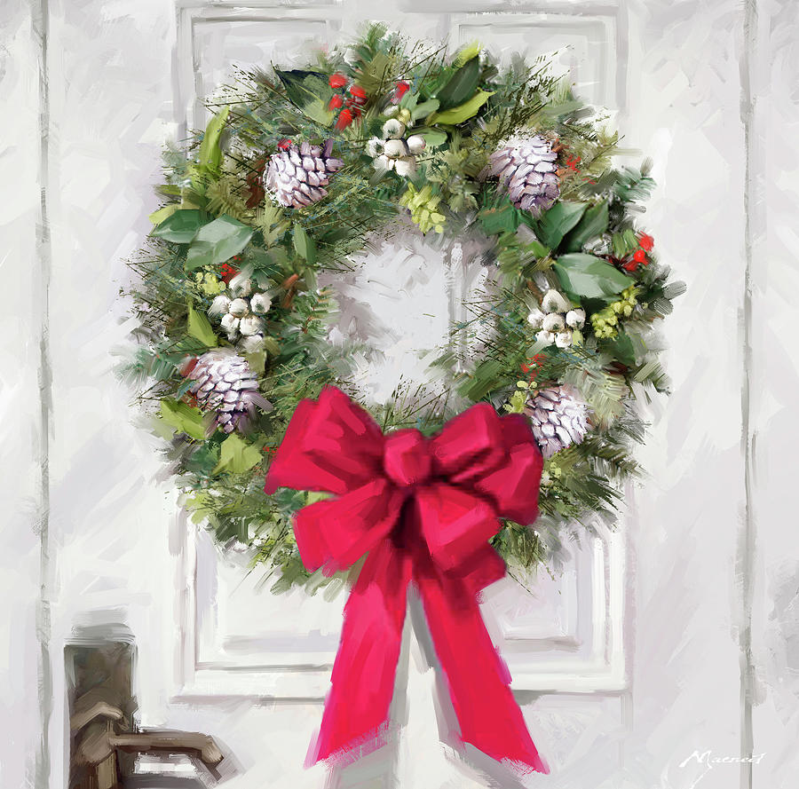 0588 White Wreath No Mixed Media by The Macneil Studio