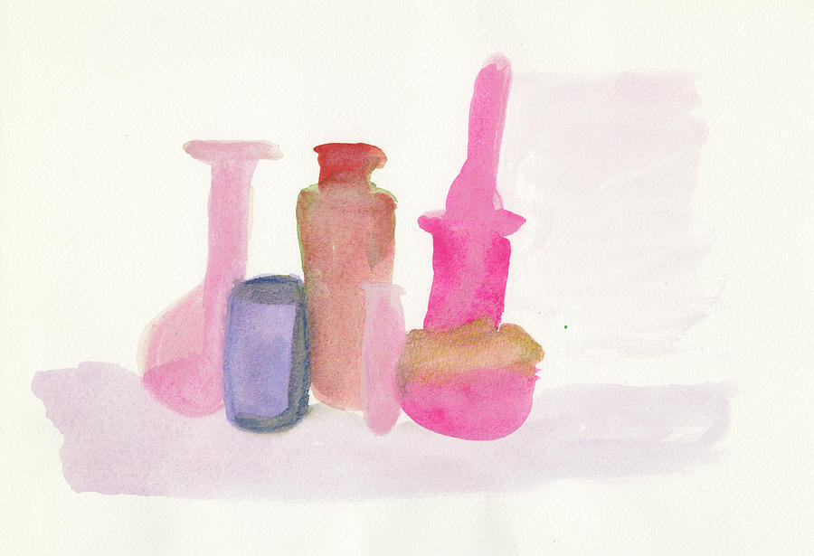 Bottle Painting - 060 Pink Bottles by Fernanda Franco