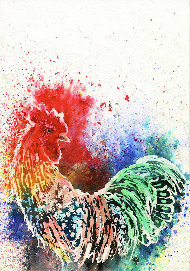 Rooster Painting - 081a by Emma Steel