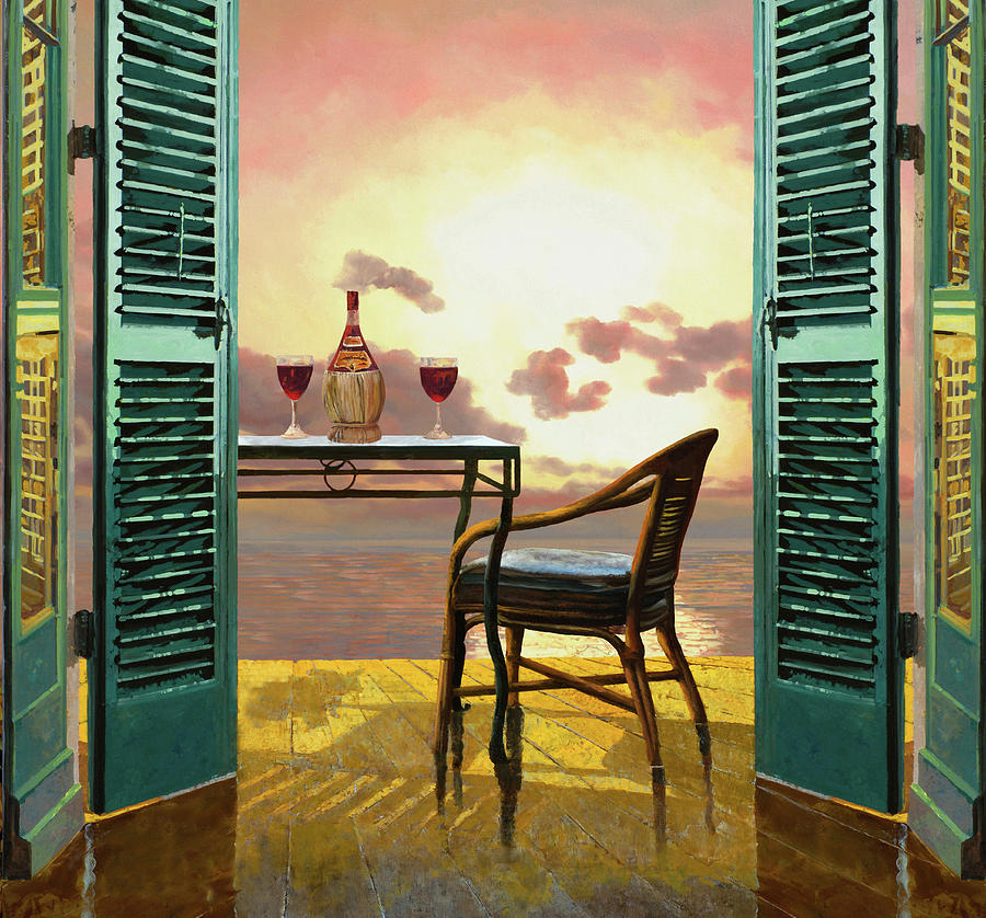 Sunset Painting - 0895-vino Al Tramonto by Guido Borelli