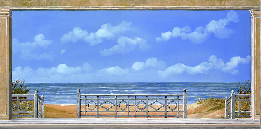 Beach Painting - 0913-il Mare E La Balaustra by Guido Borelli