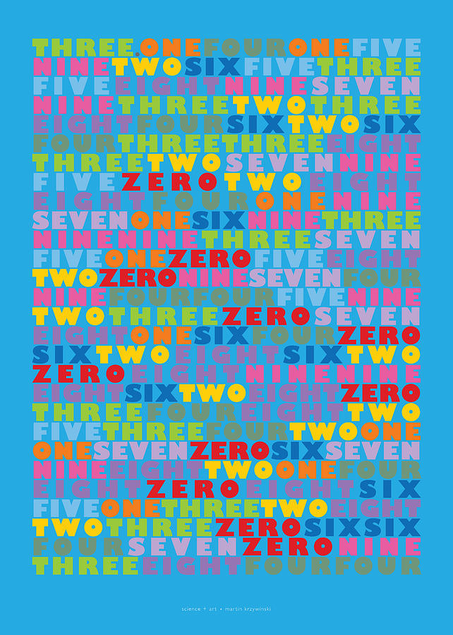 Typography Digital Art - 127 digits of Pi in English by Martin Krzywinski