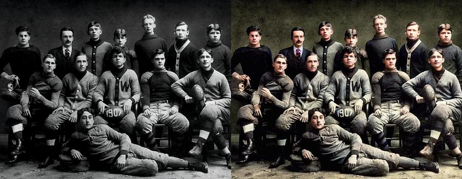 1907 Wayland High School Football Team Colorized By Ahmet Asar Painting