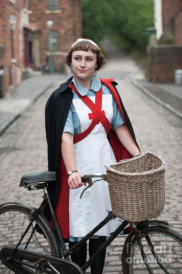 1940s Nurse With Bicycle Photograph by Lee Avison | Fine Art America