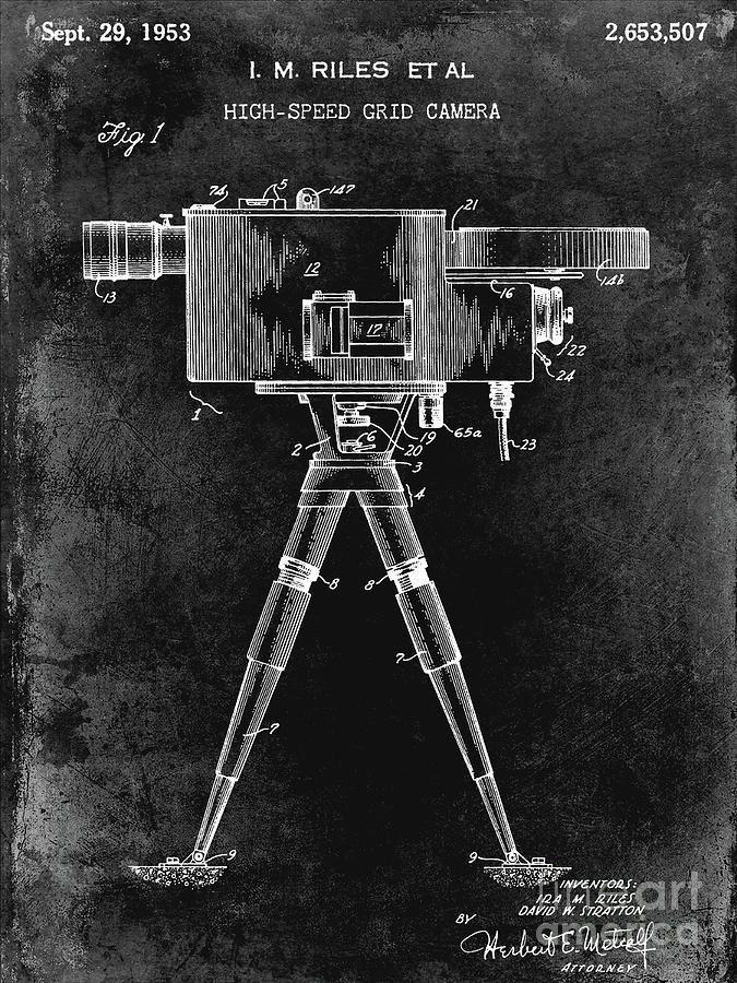 1953 High Speed Grid Camera Patent Black Photograph by Jon Neidert