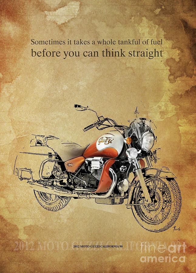 Vintage Drawing - 2012 Moto Guzzi California 90, Original Artwork. Motorcycle Quote by Drawspots Illustrations Vintage Drawing - 2012 Moto Guzzi California 90, Original Artwork. Motorcycle Quote by Drawspots Illustrations
