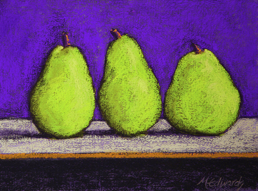 3 Pears Purple #1 Pastel by Marna Edwards Flavell