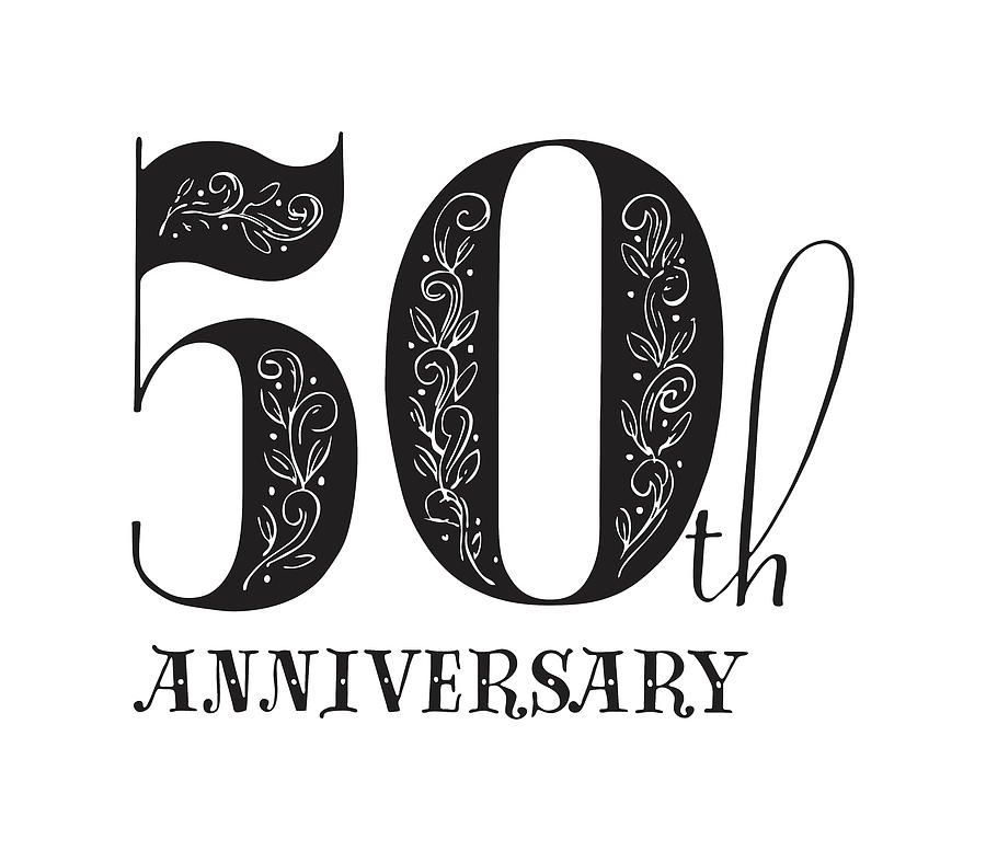 Black And White Drawing - 50th Anniversary #1 by CSA Images