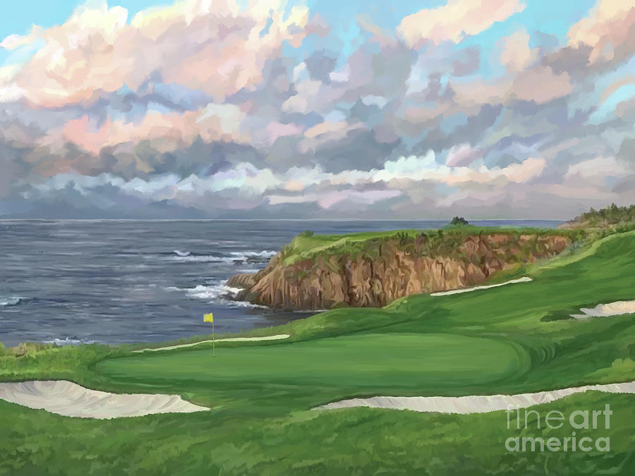8th Hole Pebble Beach #1 Painting by Tim Gilliland