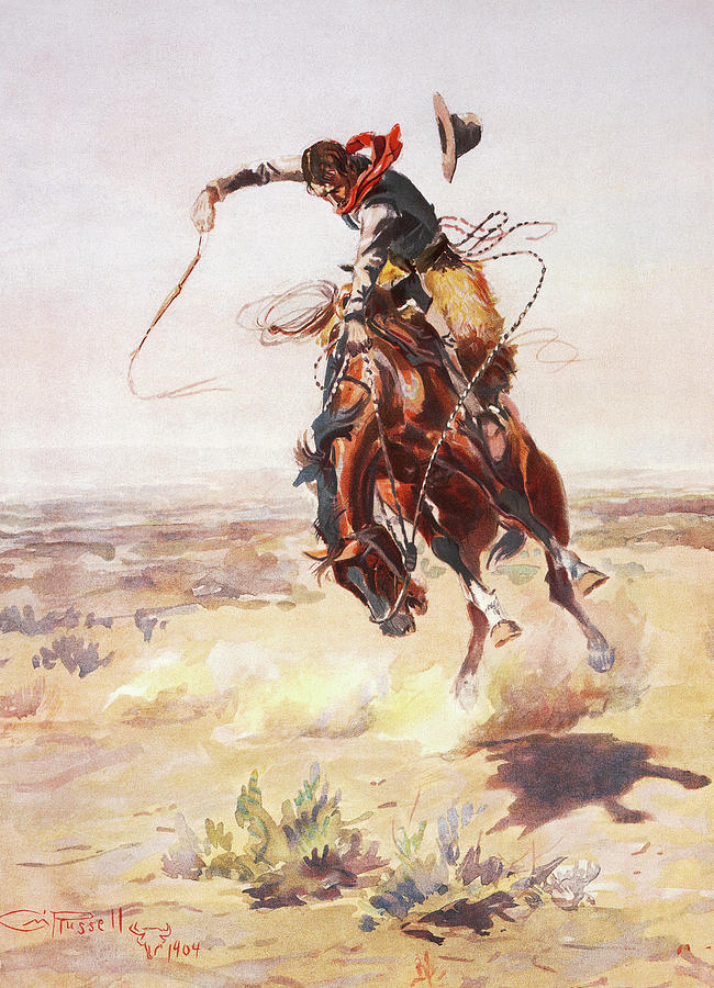 A bad hoss #1 Painting by Charles Marion Russell