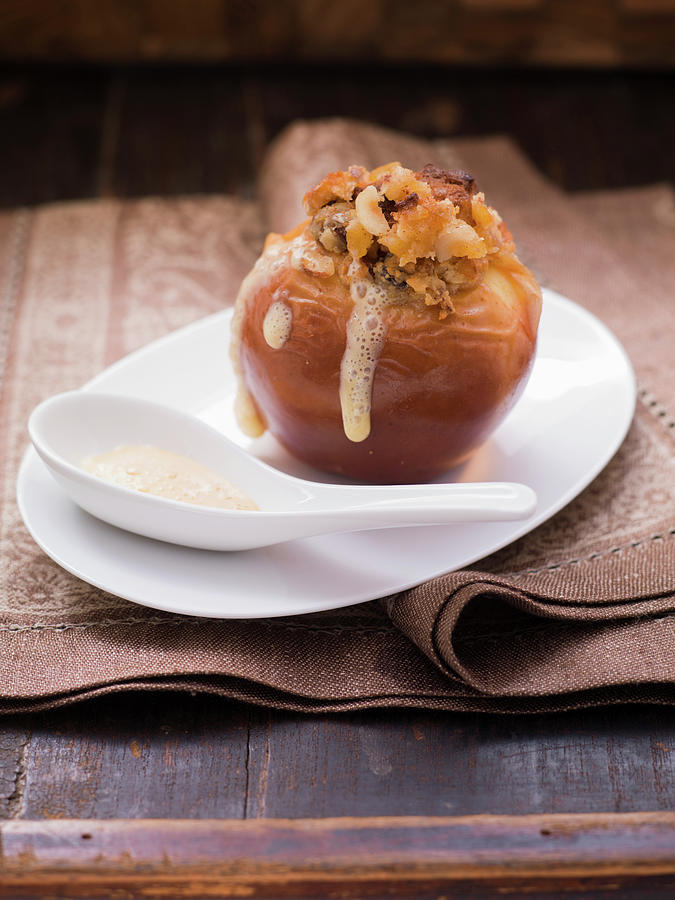 A Baked Apple With Vanilla Froth #1 Photograph by Eising Studio