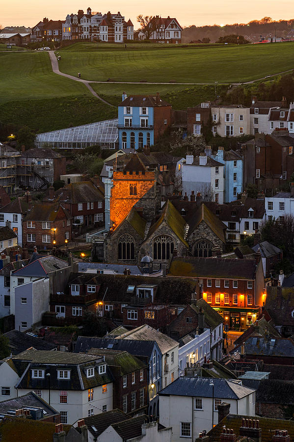 A Beautiful Sunset In The City Of Hastings, England. Photograph