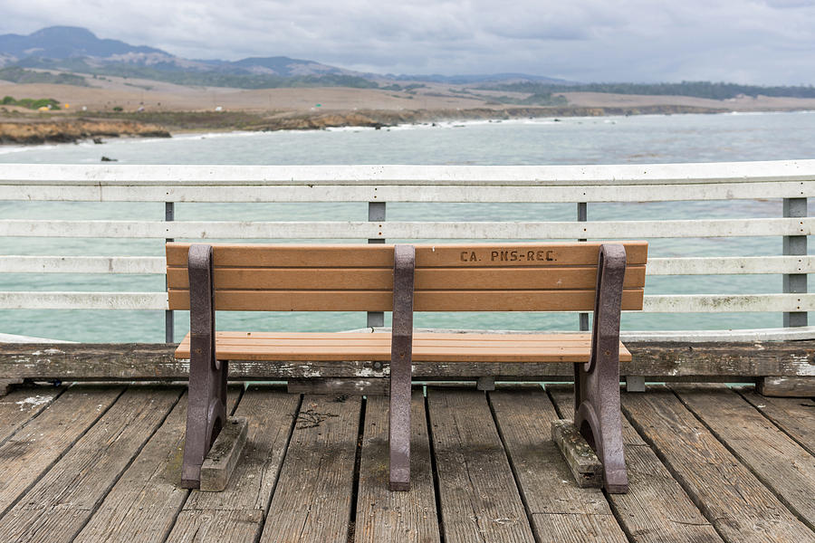 A Bench In The Pier Of San Simeon California Usa Photograph By