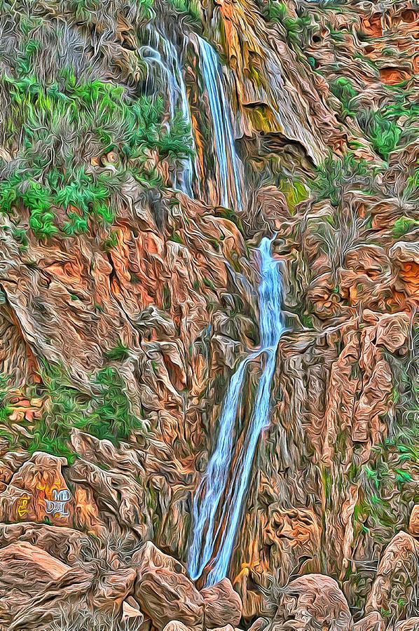 A breathtaking waterfall in the mountains near Agadir in Morocco #1 Digital Art by Gina Koch