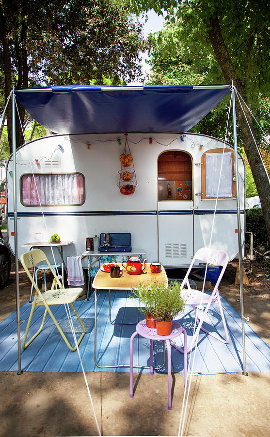 A Camping Table Set For Tea Outside A Caravan italy #1 Photograph by Julia Skowronek