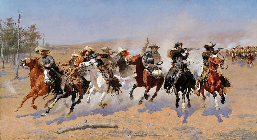 A Dash For The Timber Painting by Frederic Remington