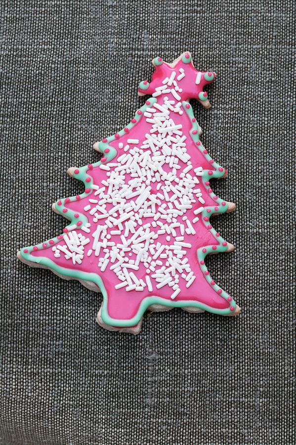A Decorated Biscuit In The Shape Of A Christmas Tree #1 Photograph by Food Experts Group