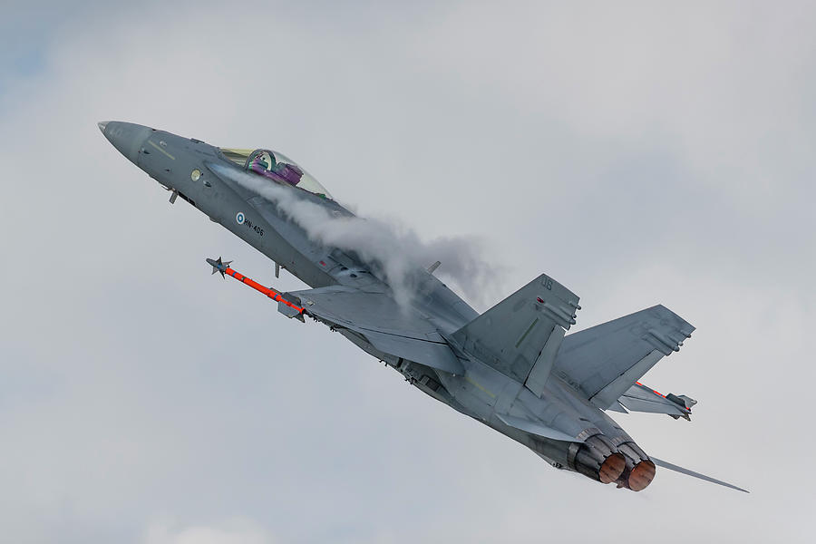 A Finnish Air Force Fa-18c Hornet Pulls #1 Photograph by Rob Edgcumbe