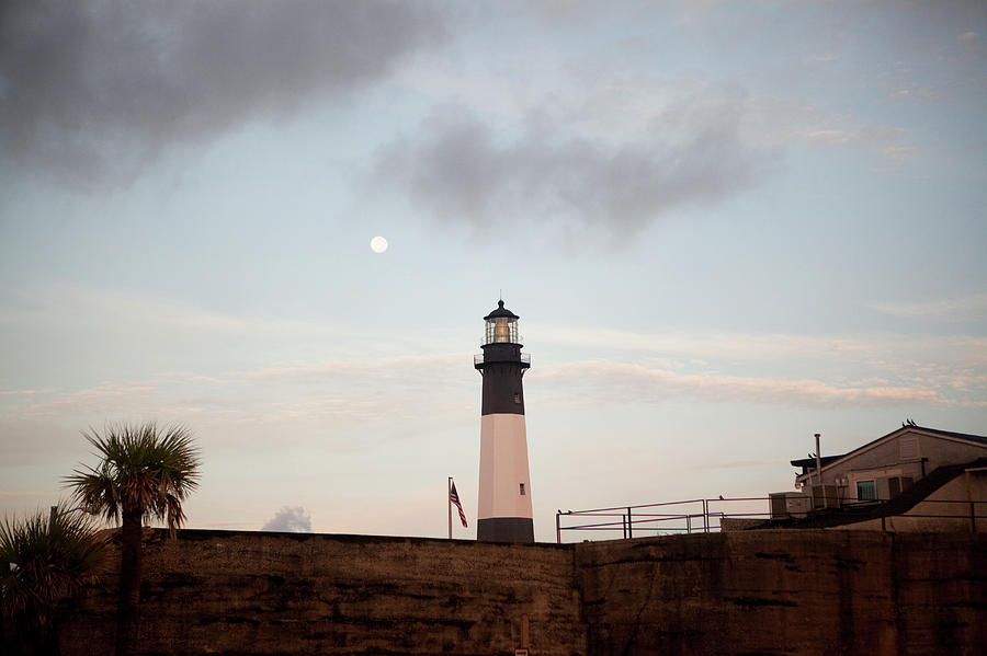 A Full Moon Sets Over Tybee Island #1 Photograph by Chris Bennett