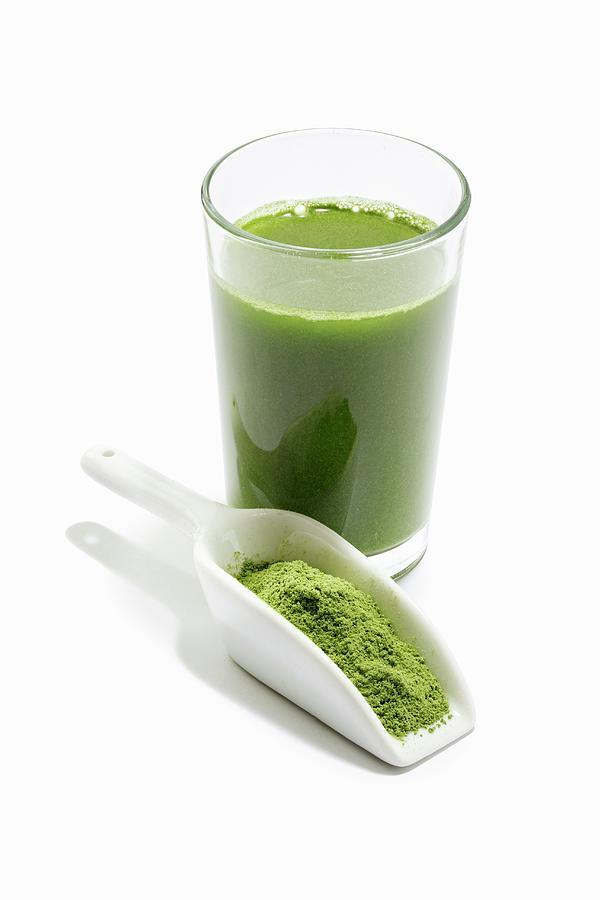 A Green Smoothie With Wheatgrass Powder #1 Photograph by Petr Gross