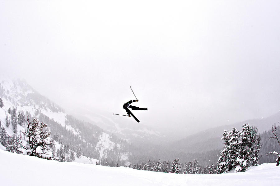 A Man Sideways In The Air On Teton #1 Photograph by Derek Diluzio
