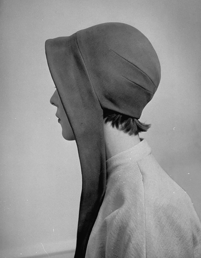 A Model Posing In A Bonnet Styled Hat Wi Photograph by Nina Leen A Model Posing In A Bonnet Styled Hat Wi Photograph by Nina Leen