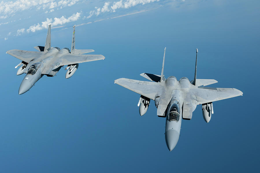Transportation Photograph - A Pair Of U.s. Air Force F-15c Aircraft #1 by Erik Roelofs