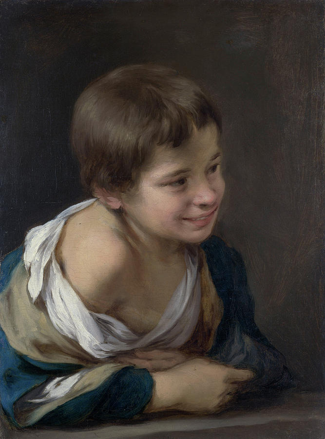 Portrait Painting - A Peasant Boy leaning on a Sill #1 by Bartolome Esteban Murillo