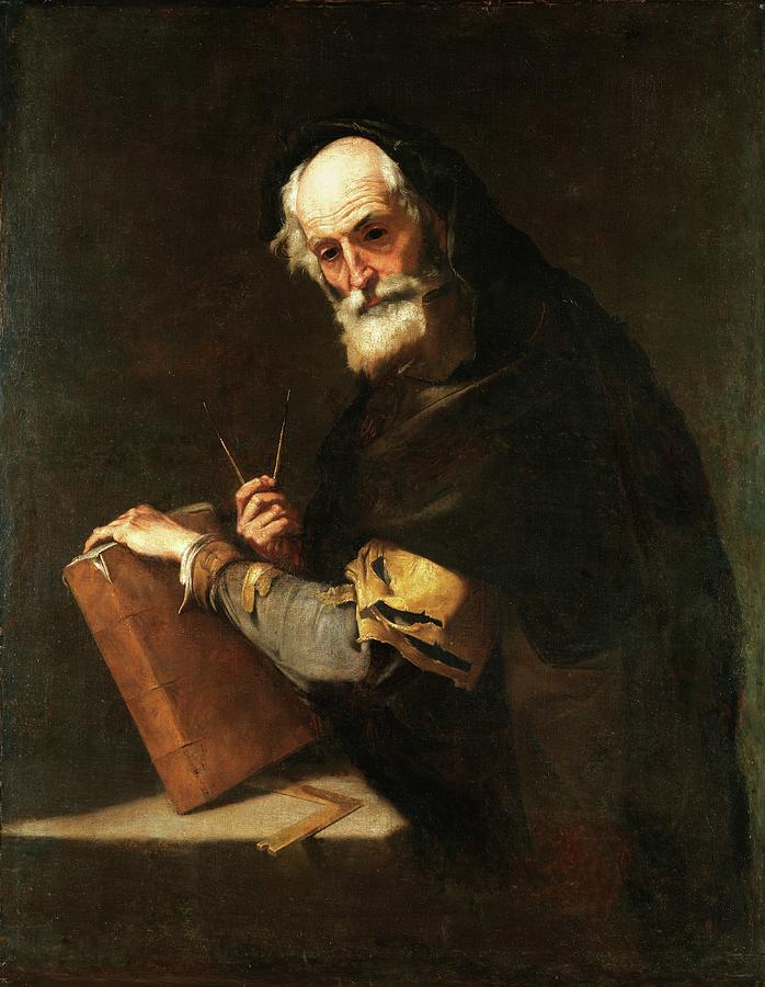 A Philosopher, Presumed To Be Archimedes Painting by Jusepe De Ribera ...