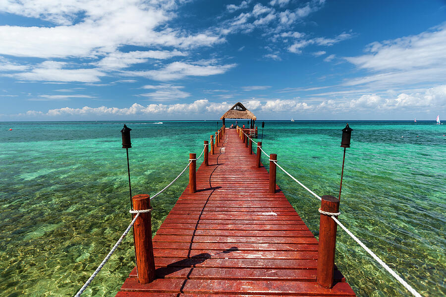 A Pier And A Palapa On A Beach #1 Photograph by Sergio Pitamitz - Fine ...