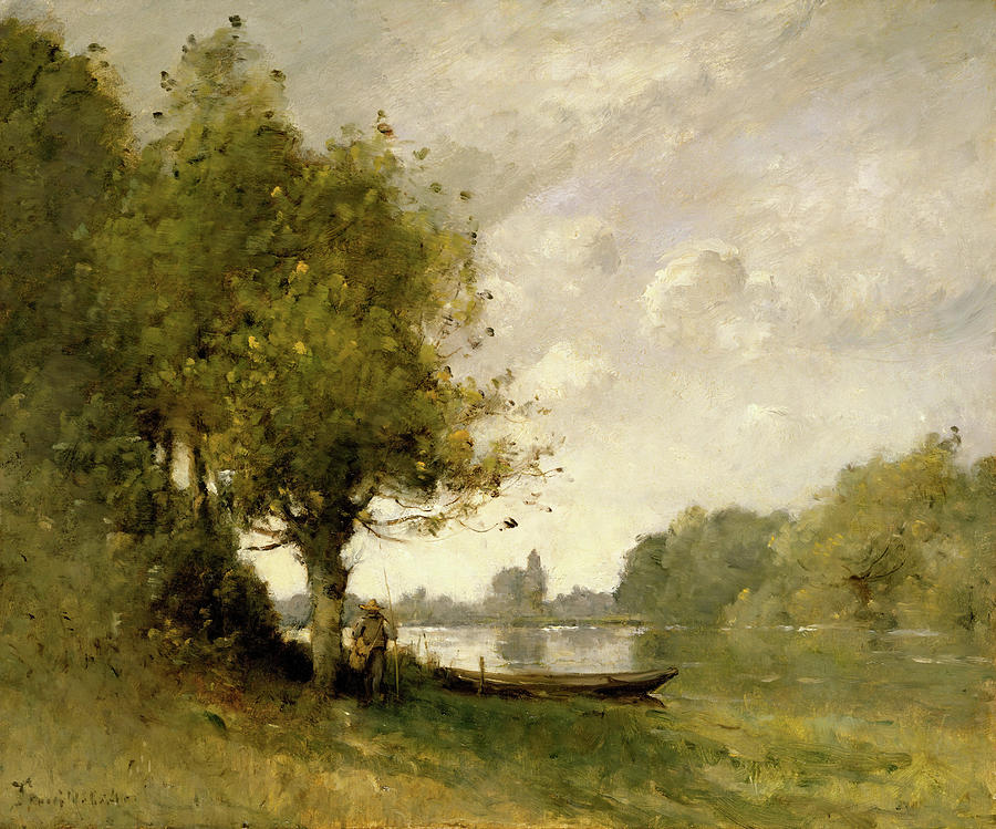 A Pond near Nangis. #1 Painting by Paul-Desire Trouillebert A Pond near Nangis. #1 Painting by Paul-Desire Trouillebert