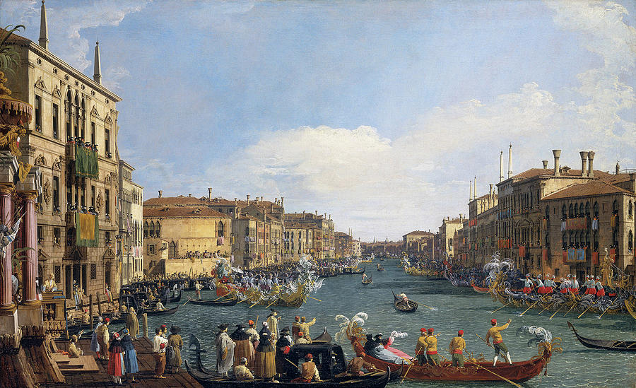 Canaletto Painting - A Regatta on the Grand Canal #1 by Canaletto