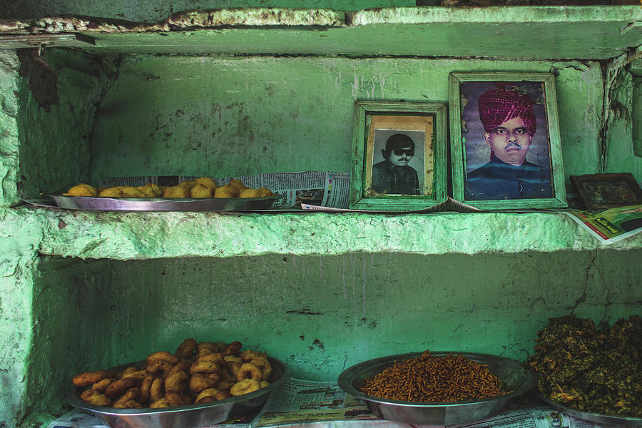 A Shelf Of Street Food Snacks india #1 Photograph by Lara Jane Thorpe