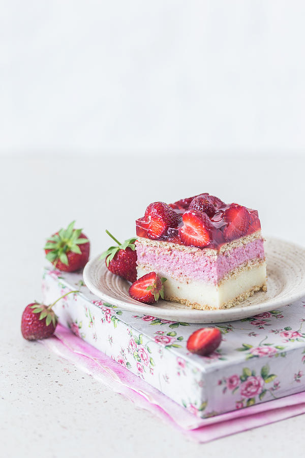 A Strawberry Cream Slice #1 Photograph by Malgorzata Laniak