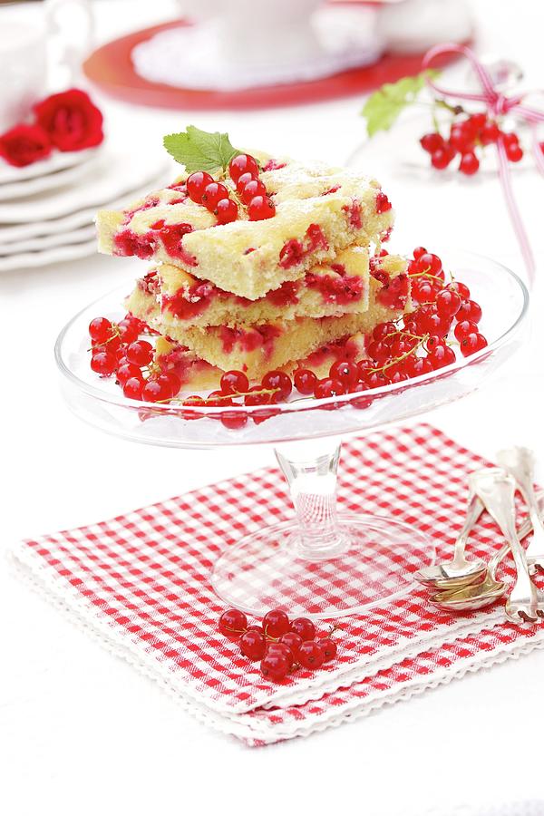 A Summery Redcurrant Cake Under A Glass Cloche #1 Photograph by Angelica Linnhoff