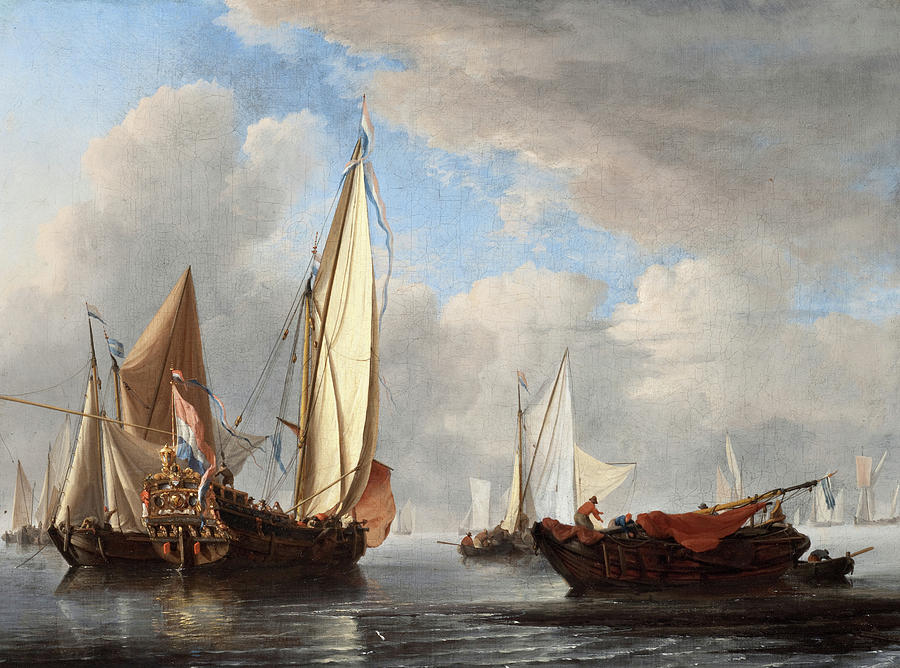 Willem Van De Velde Painting - A Yacht and Other Vessels in a Calm #1 by Willem van de Velde the Younger