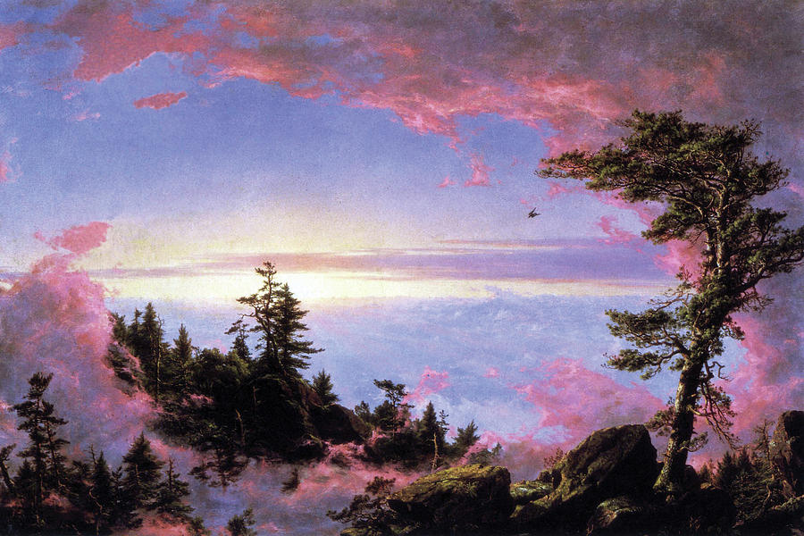 Above the clouds at sunrise #1 Painting by Frederic Edwin Church