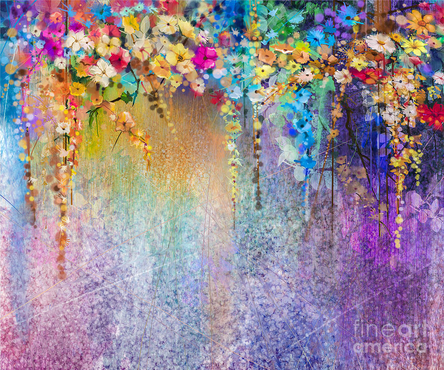 Abstract Floral Watercolor Painting Digital Art By Pluie R