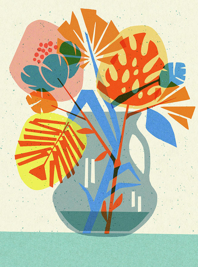 Abstract Drawing - Abstract Flowers and Vase #1 by CSA Images